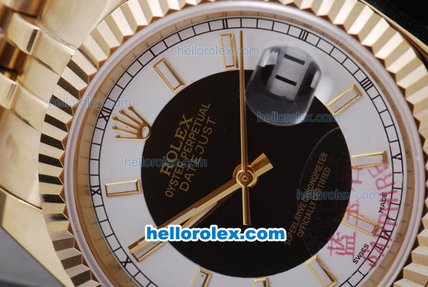 Rolex Datejust Automatic Movement Full Gold with White&Black Dial and Gold Stick Marker - Click Image to Close